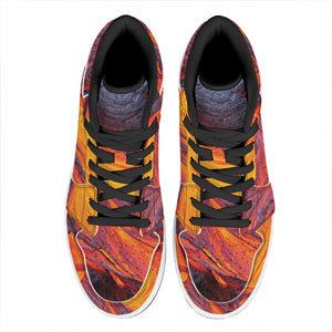 Volcano Lava Print High Top Leather Sneakers