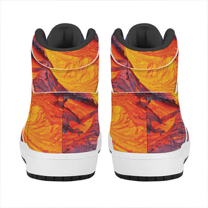 Volcano Lava Print High Top Leather Sneakers