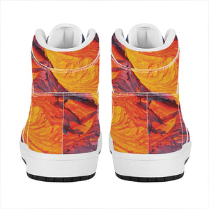 Volcano Lava Print High Top Leather Sneakers