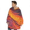 Volcano Lava Print Hoodie Blanket