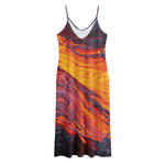 Volcano Lava Print Jersey Midi Cami Dress