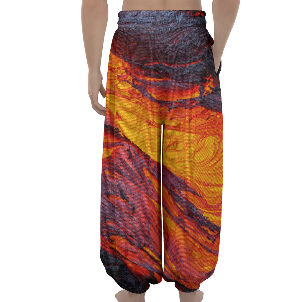 Volcano Lava Print Lantern Pants