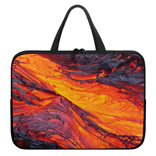 Volcano Lava Print Laptop Sleeve With Handle