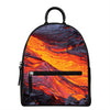 Volcano Lava Print Leather Backpack