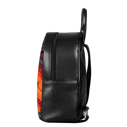 Volcano Lava Print Leather Backpack