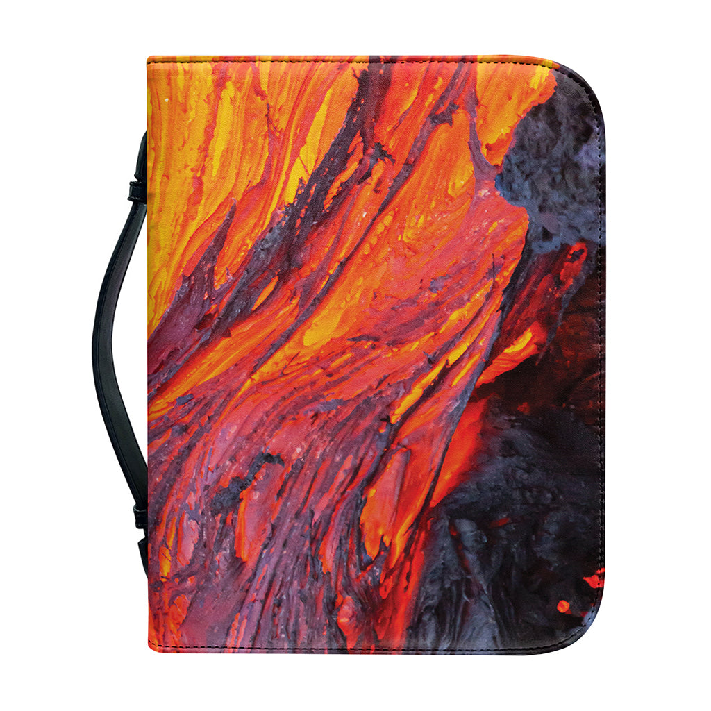 Volcano Lava Print Leather Bible Cover