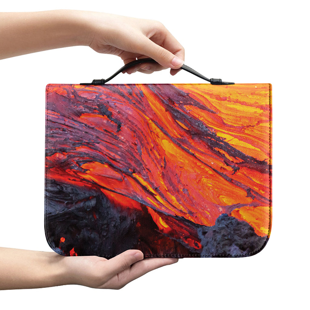 Volcano Lava Print Leather Bible Cover