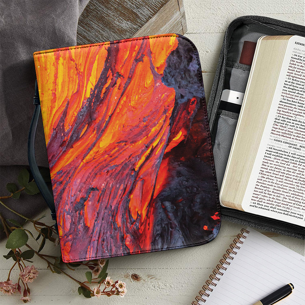 Volcano Lava Print Leather Bible Cover