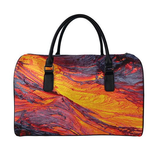 Volcano Lava Print Leather Duffle Bag