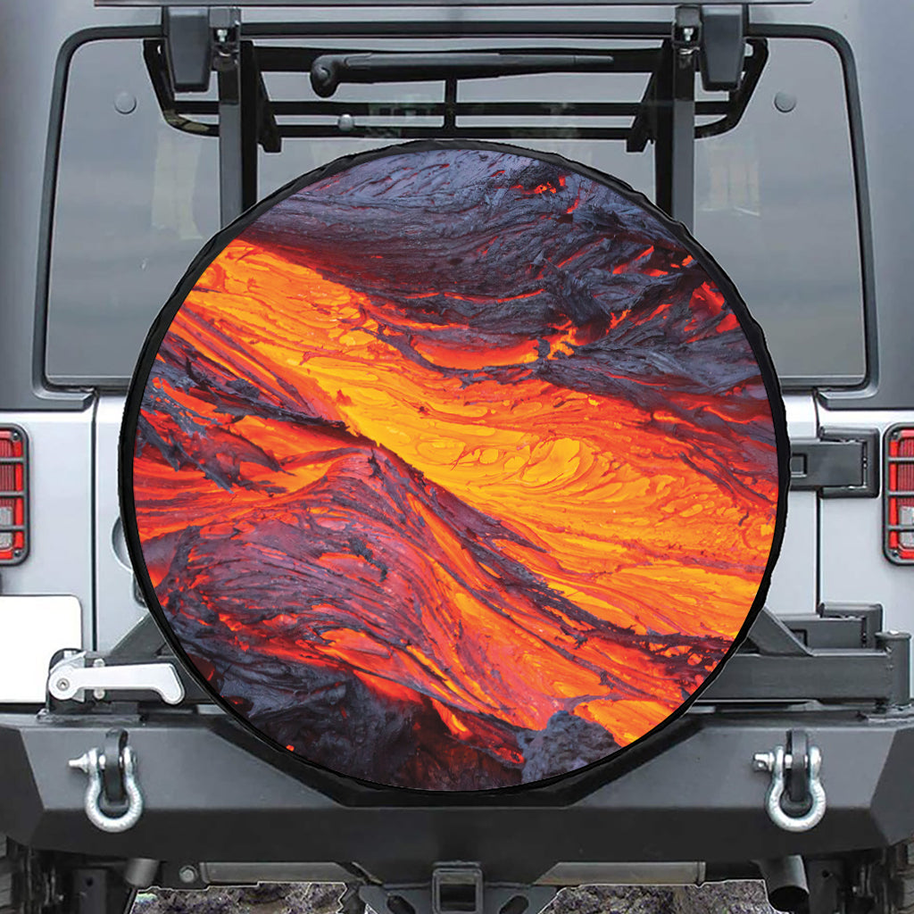 Volcano Lava Print Leather Spare Tire Cover