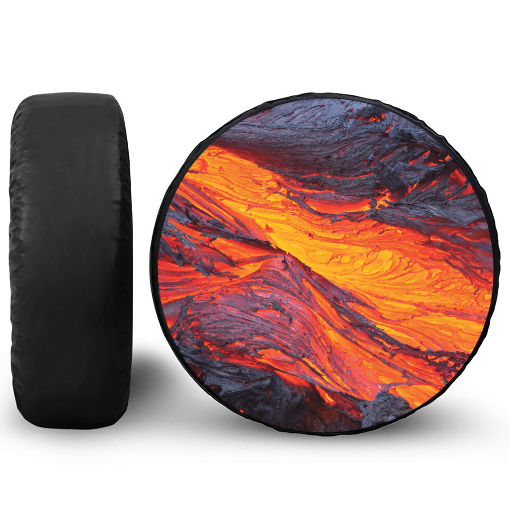 Volcano Lava Print Leather Spare Tire Cover