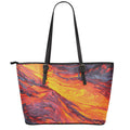 Volcano Lava Print Leather Tote Bag With Zipper