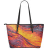 Volcano Lava Print Leather Tote Bag