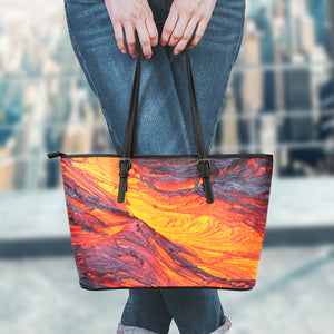 Volcano Lava Print Leather Tote Bag