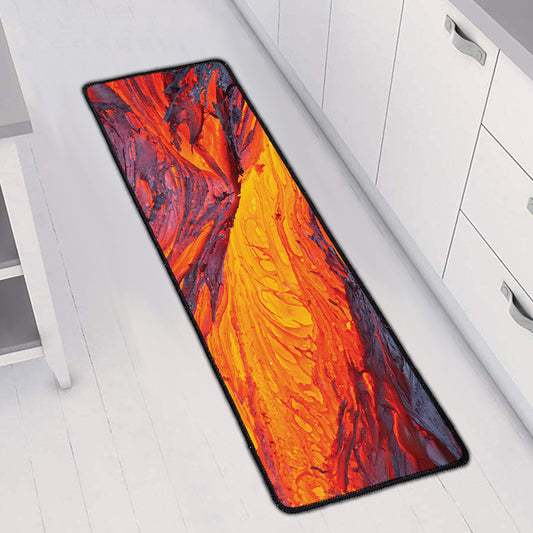 Volcano Lava Print Long Kitchen Mat