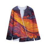 Volcano Lava Print Long Sleeve Short Coat