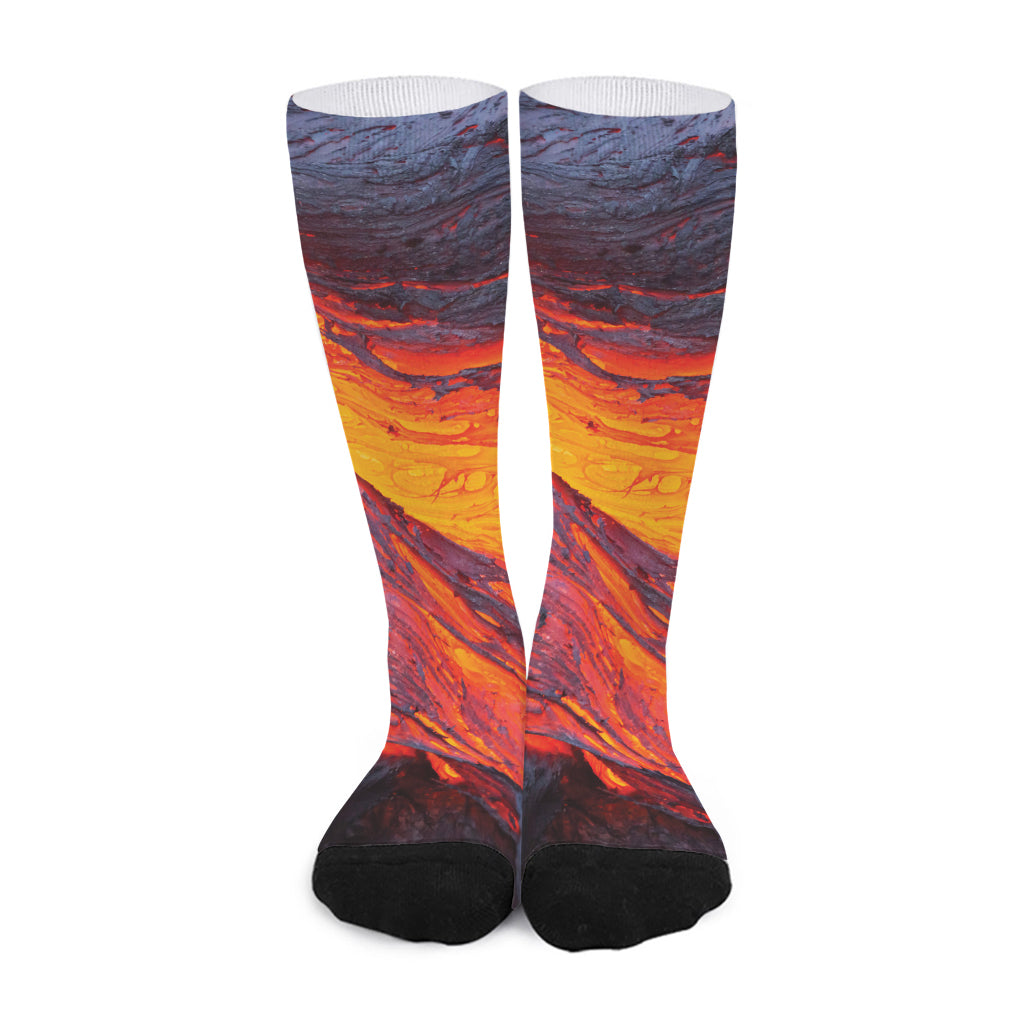 Volcano Lava Print Long Socks