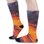 Volcano Lava Print Long Socks