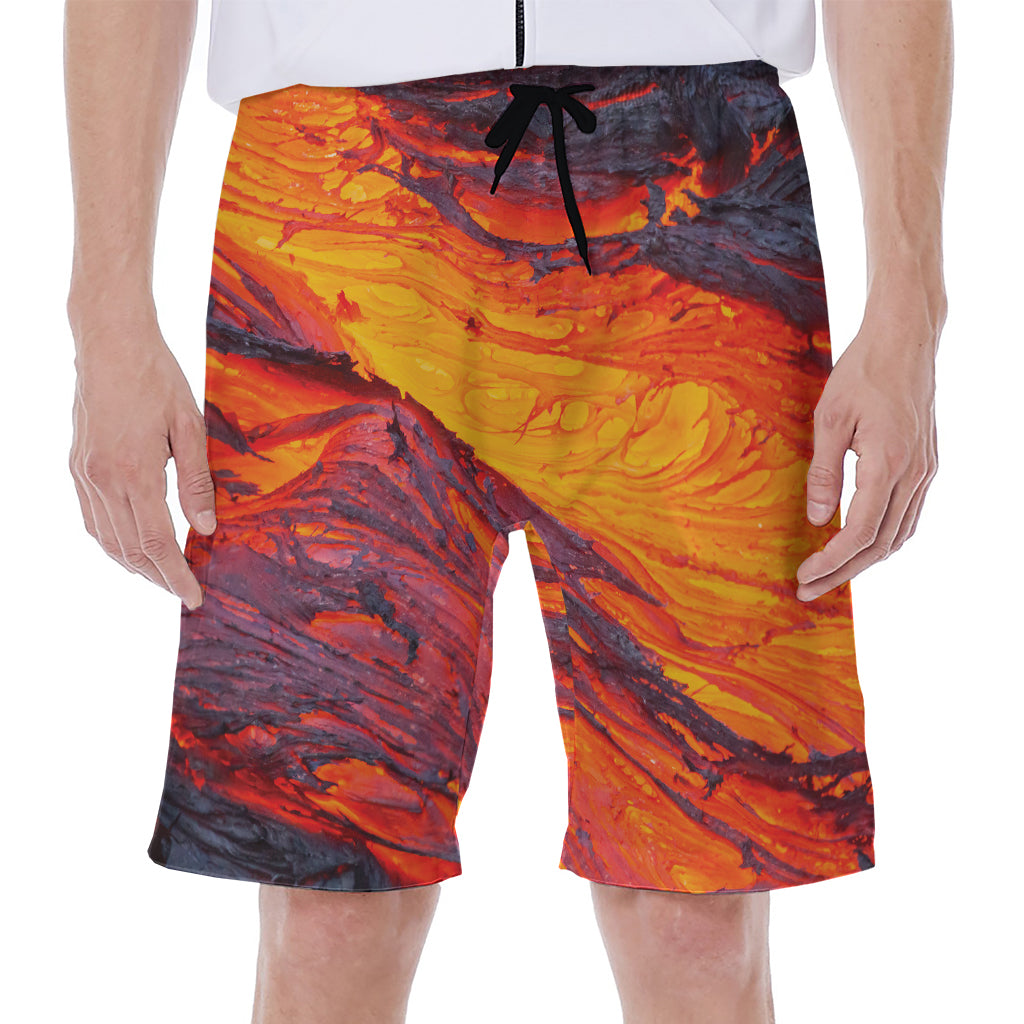 Volcano Lava Print Men's Beach Shorts