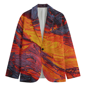 Volcano Lava Print Men's Blazer