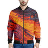 Volcano Lava Print Men's Bomber Jacket