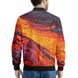 Volcano Lava Print Men's Bomber Jacket