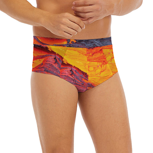Volcano Lava Print Men's Briefs