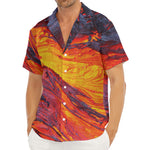 Volcano Lava Print Men's Deep V-Neck Shirt