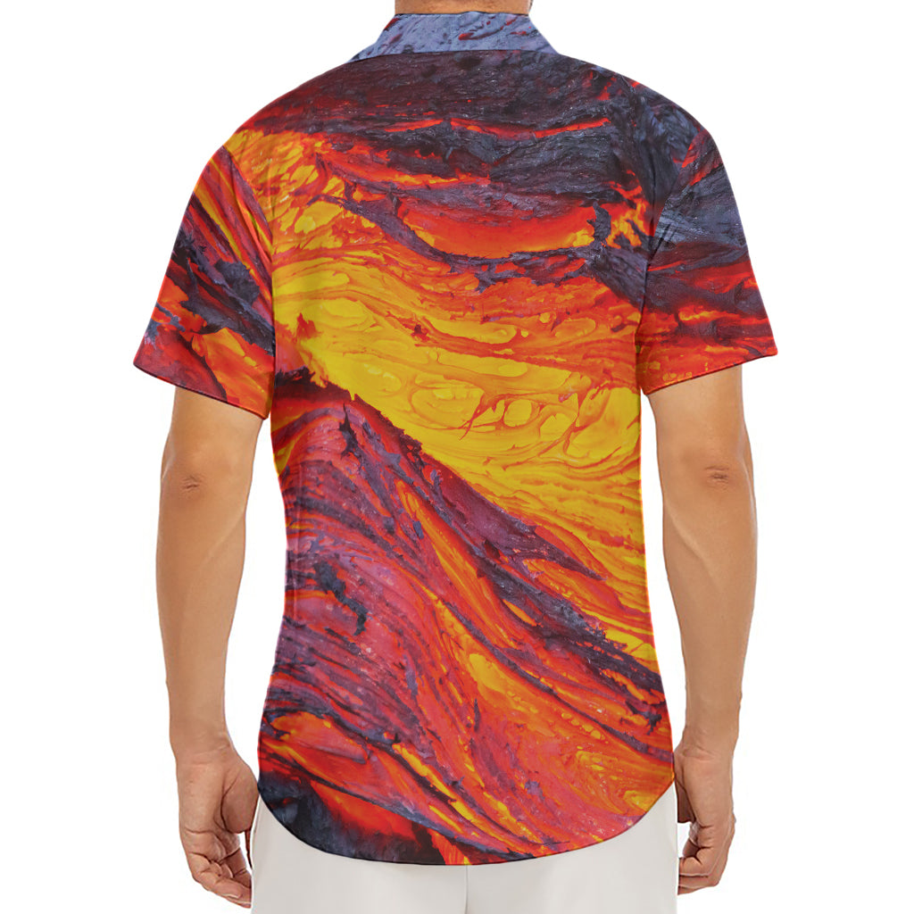 Volcano Lava Print Men's Deep V-Neck Shirt