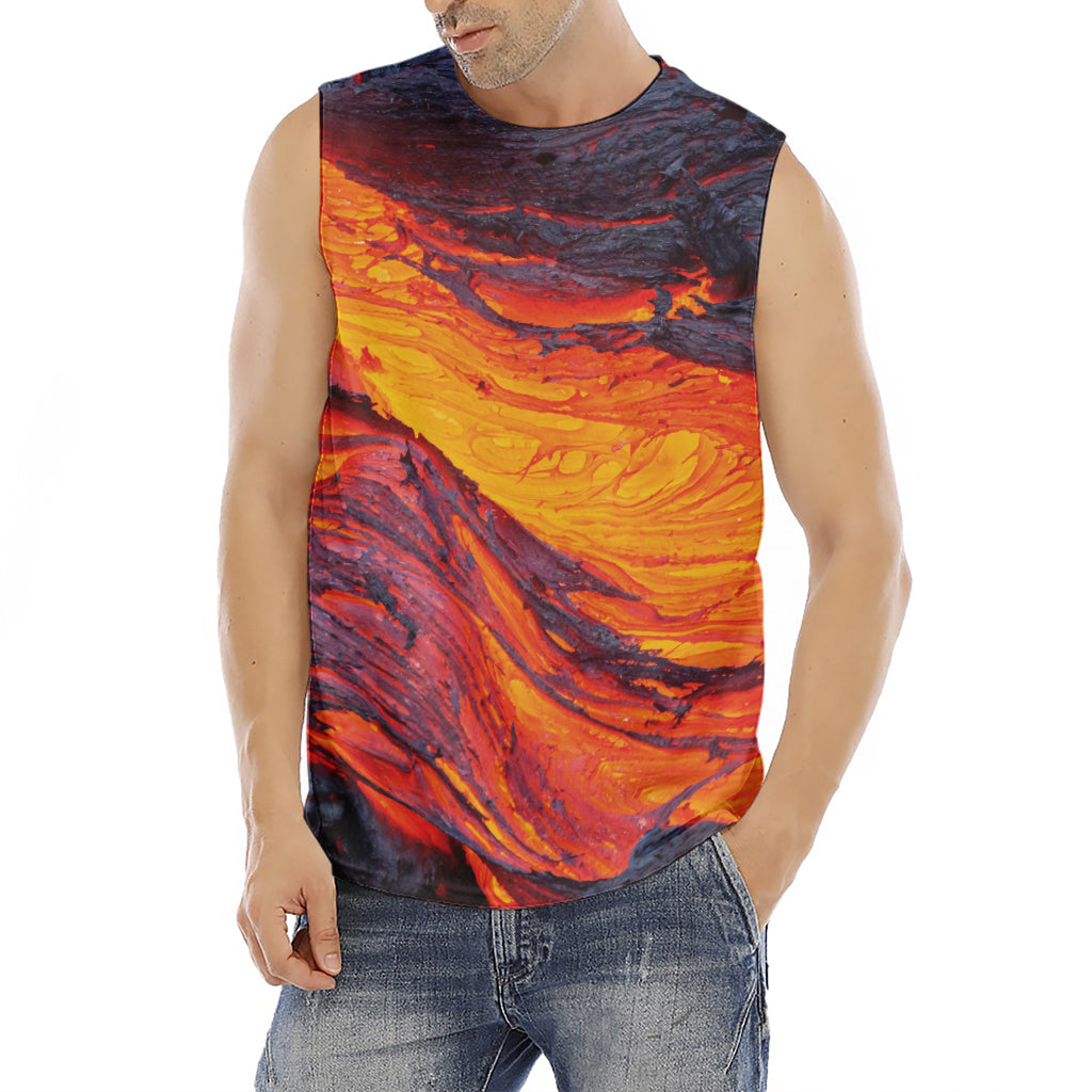 Volcano Lava Print Men's Fitness Tank Top