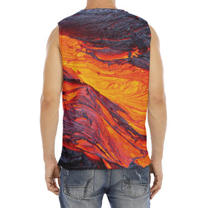 Volcano Lava Print Men's Fitness Tank Top