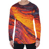 Volcano Lava Print Men's Long Sleeve T-Shirt