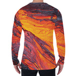 Volcano Lava Print Men's Long Sleeve T-Shirt