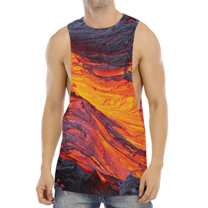 Volcano Lava Print Men's Muscle Tank Top