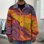 Volcano Lava Print Men's Shirt Jacket