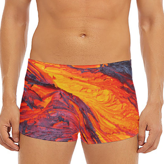 Volcano Lava Print Men's Short Boxer Briefs