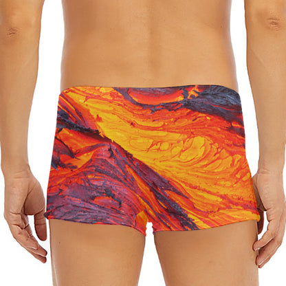 Volcano Lava Print Men's Short Boxer Briefs