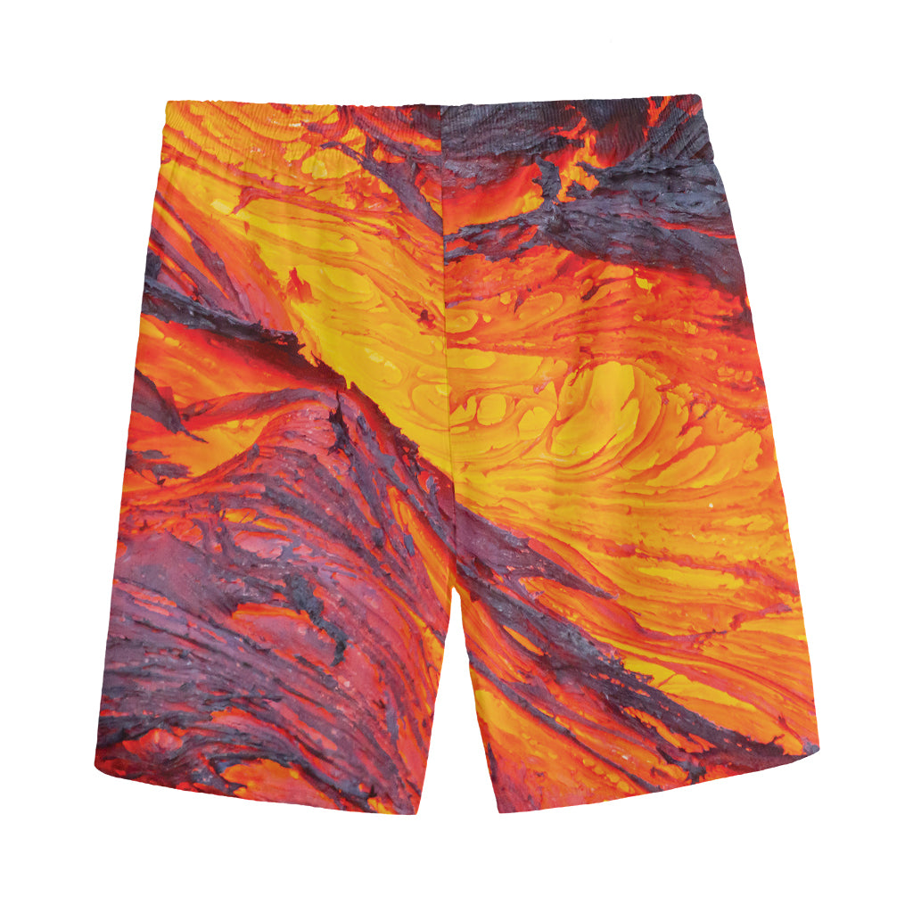 Volcano Lava Print Men's Sports Shorts