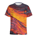 Volcano Lava Print Men's Sports T-Shirt