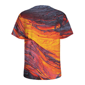 Volcano Lava Print Men's Sports T-Shirt