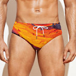 Volcano Lava Print Men's Swim Briefs