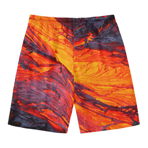 Volcano Lava Print Men's Swim Trunks