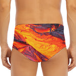 Volcano Lava Print Men's Triangle Swim Briefs