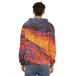 Volcano Lava Print Men's Velvet Pullover Hoodie