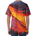Volcano Lava Print Men's Velvet T-Shirt