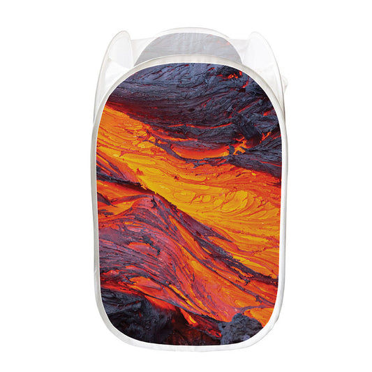 Volcano Lava Print Mesh Laundry Hamper