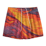 Volcano Lava Print Mesh Shorts