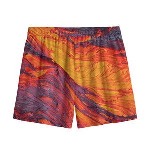 Volcano Lava Print Mesh Shorts