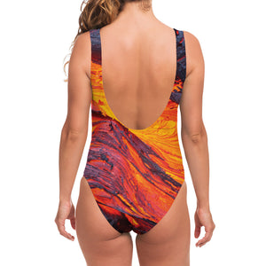 Volcano Lava Print One Piece Swimsuit