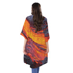 Volcano Lava Print Open Front Beach Cover Up